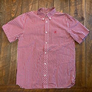 Fred Perry Short Sleeve Button-down Medium M Red Check Mod Punk EXC